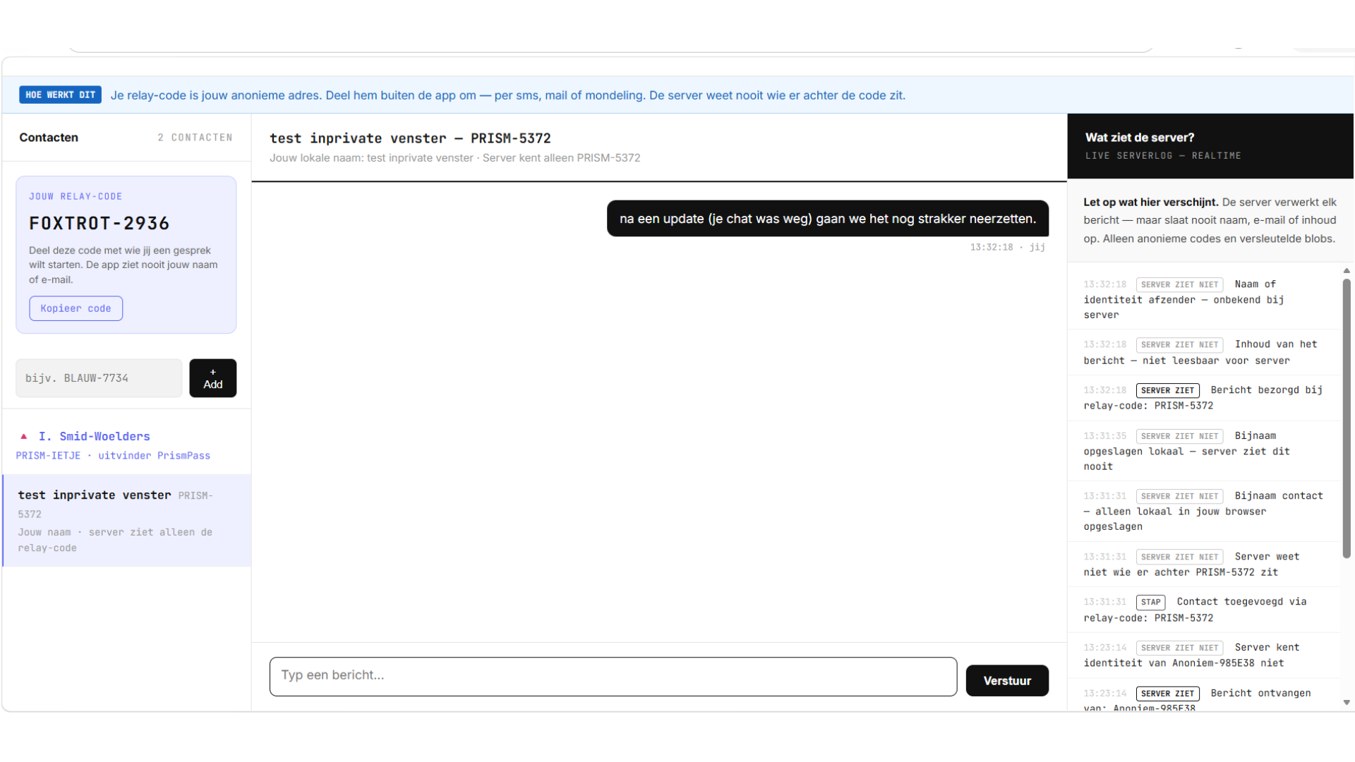 PrismChat bewijs venster 2