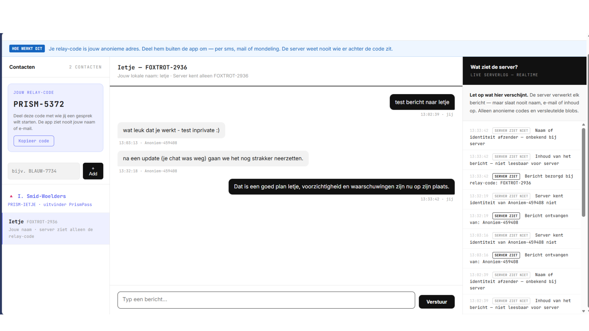 PrismChat bewijs venster 3